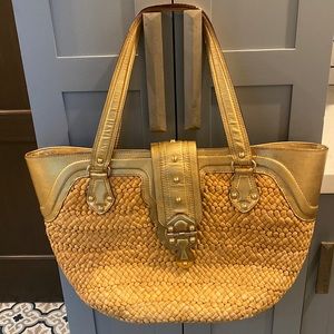 Beautiful Michael Kohrs woven bag with gold trim